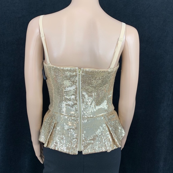 Bebe Uptown Sequin Peplum Bustier Top - Picture 3 of 8